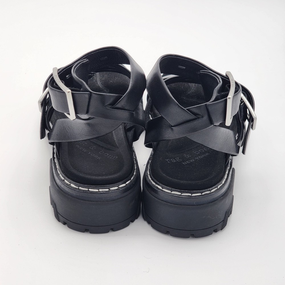 Rag & Bone Shiloh Leather Multi-Strap Sandals Black Size 38 EU - Picture 5 of 7